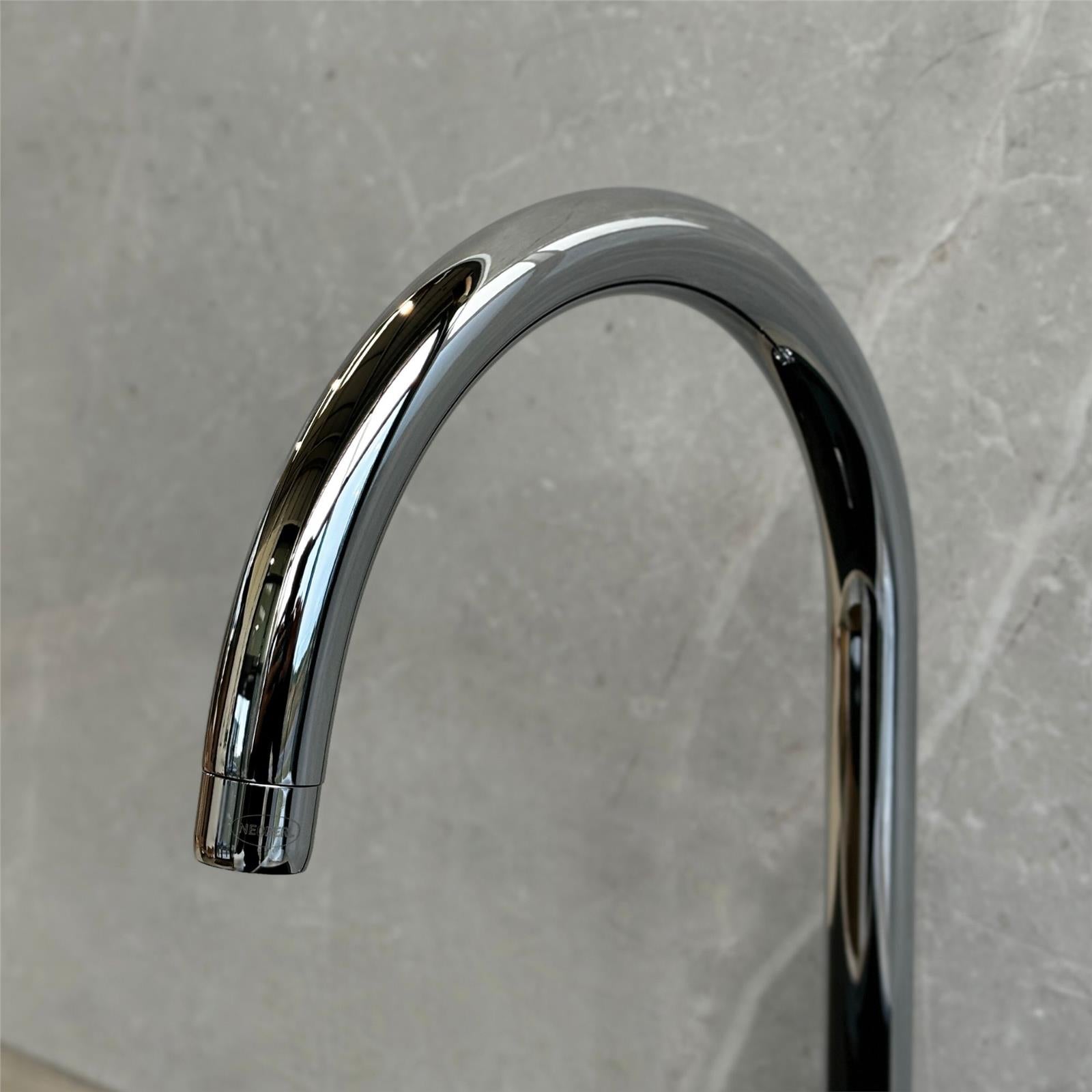 Franke Ascona Swan Neck Swivel Spout Mono Mixer Twin Lever Chrome Kitchen Tap